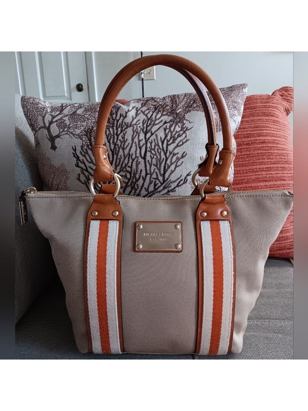 Michael Kors Canvas Varsity Stripe Tote